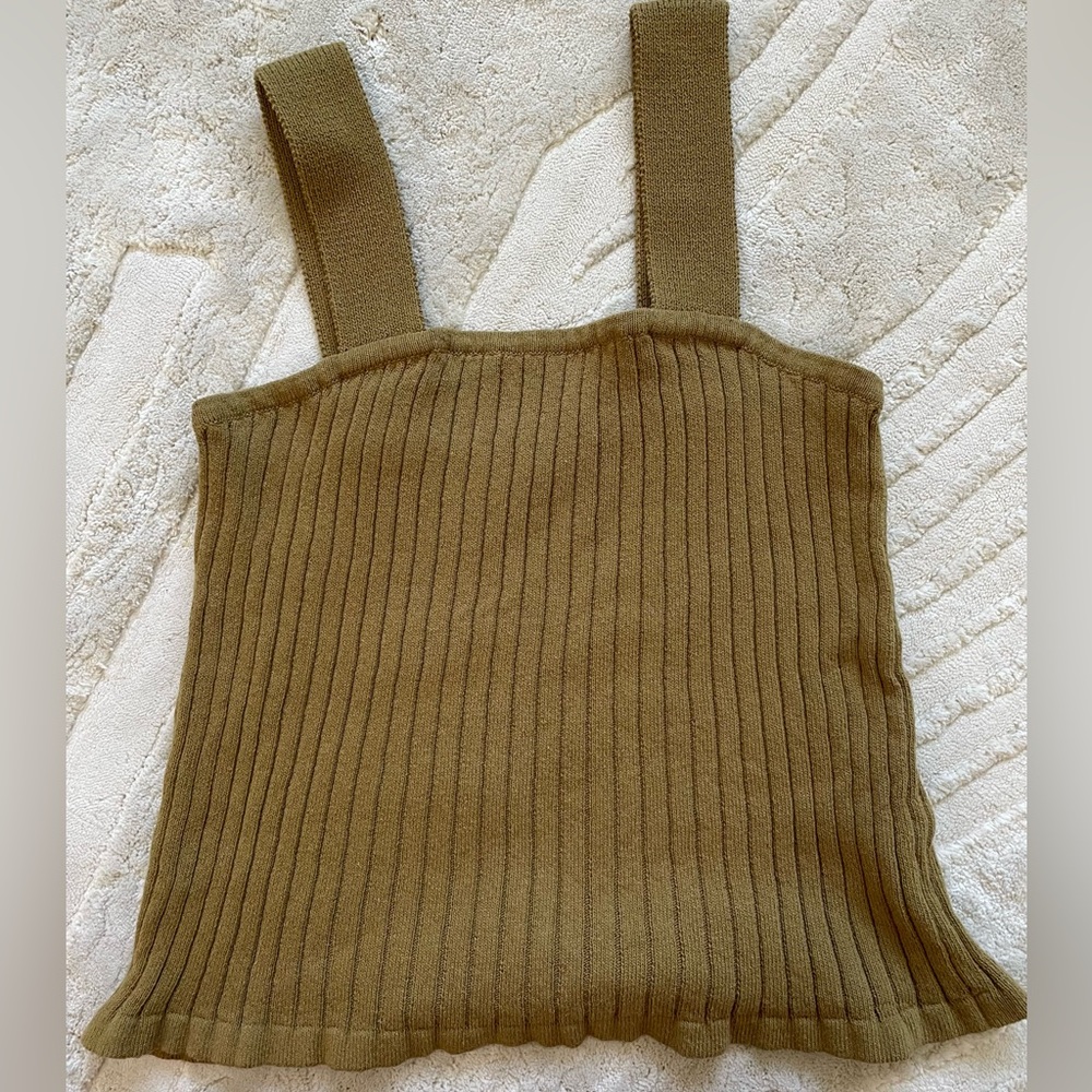 Madewell Tilney Ribbed Sweater Tank in Spiced Olive, Size L